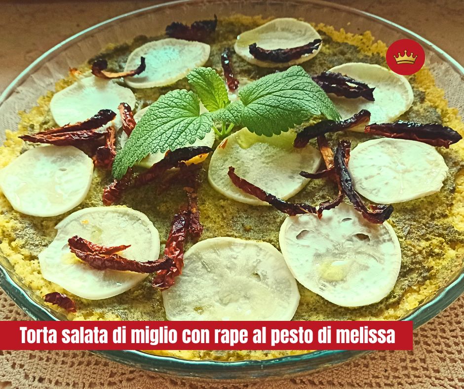 Torta salata di miglio con pesto alla melissa